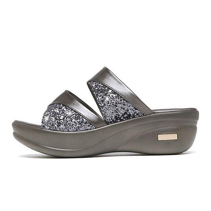 New Summer Glitter PU Wedge Platform Comfortable Sandals For Women