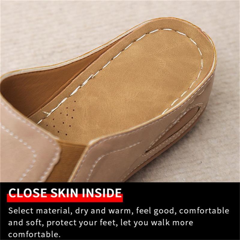 2023 Women's Casual Summer Daily Comfort Slip On Solid Color Leather Sandals