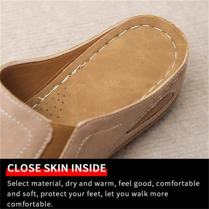 2023 Women's Casual Summer Daily Comfort Slip On Solid Color Leather Sandals