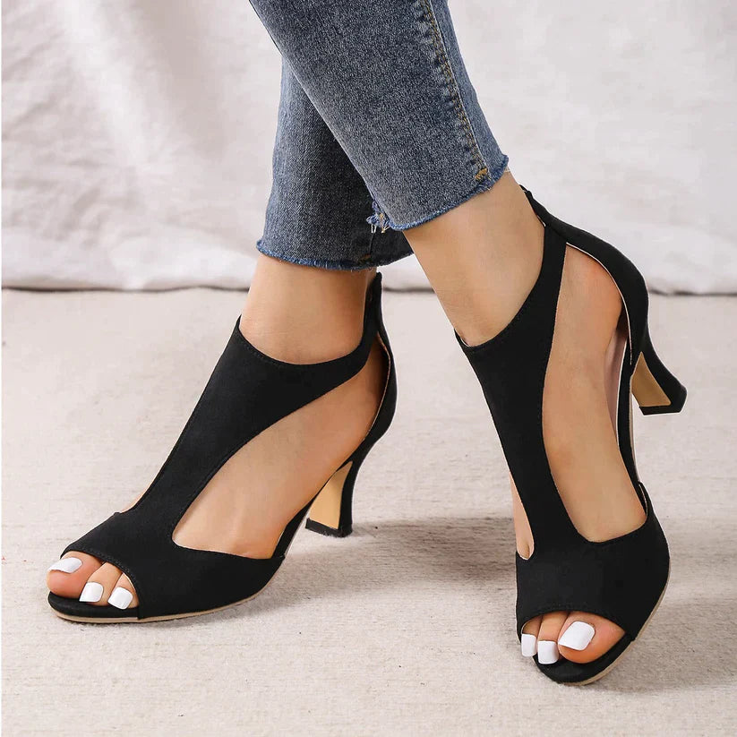 Orthopedic Leather High Heels Sandals