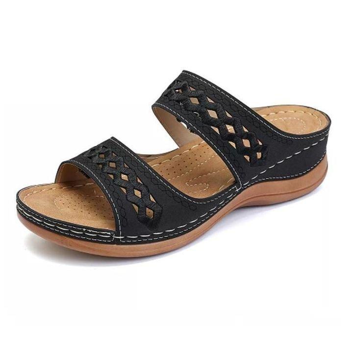 Premium Orthopedic Arizona Leather Embroidery Arch-Support Women Soft footbed Sandals