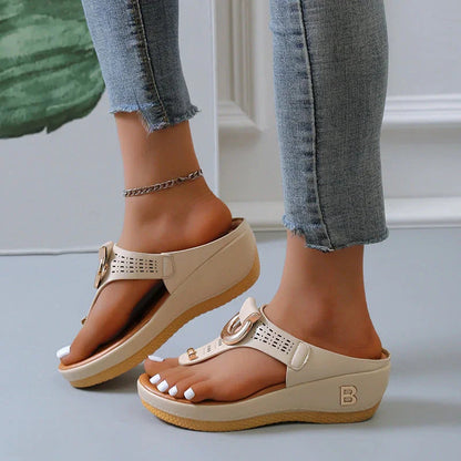 Women's Leather Wedge Slide Sandals（Buy Two Free Shipping）