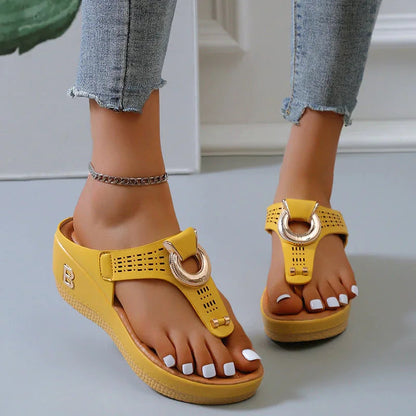 Women's Leather Wedge Slide Sandals（Buy Two Free Shipping）