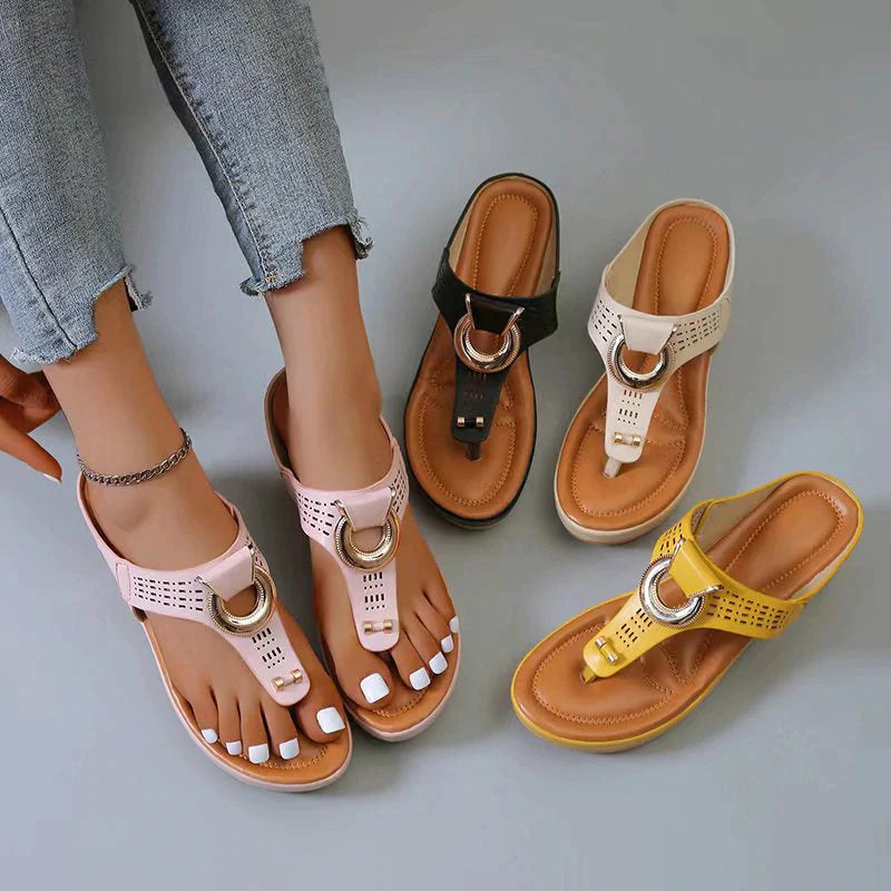 Women's Leather Wedge Slide Sandals（Buy Two Free Shipping）