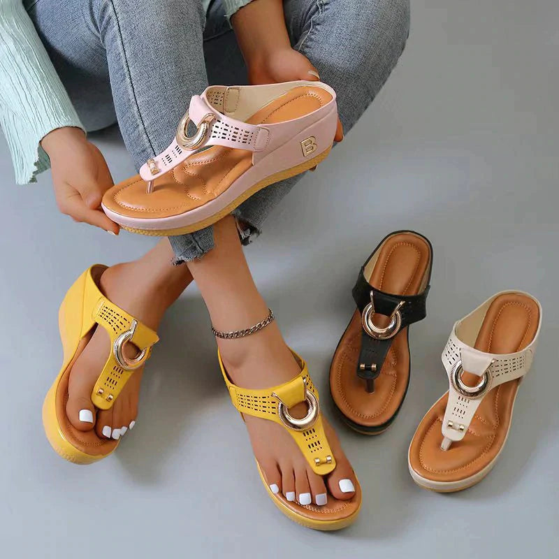 Women's Leather Wedge Slide Sandals（Buy Two Free Shipping）