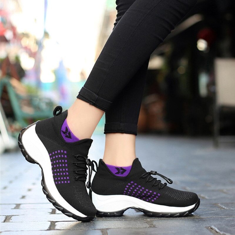 Ortho Stretch Cushion Shoes - Black Purple